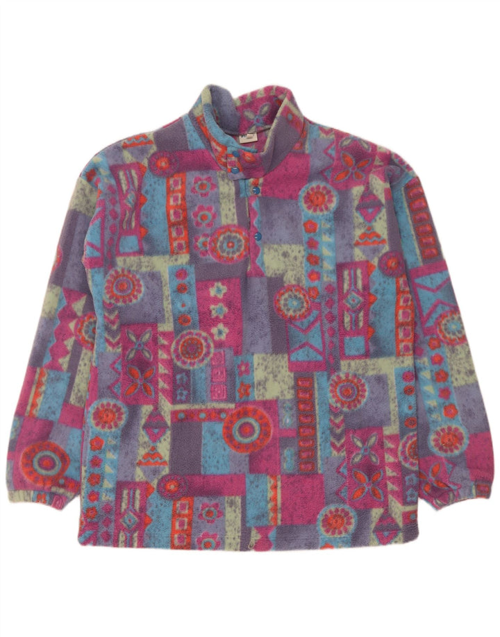 Męski sweter polarowy w stylu vintage, zapinany na guziki, XL, wielobarwny, geometryczny poliester