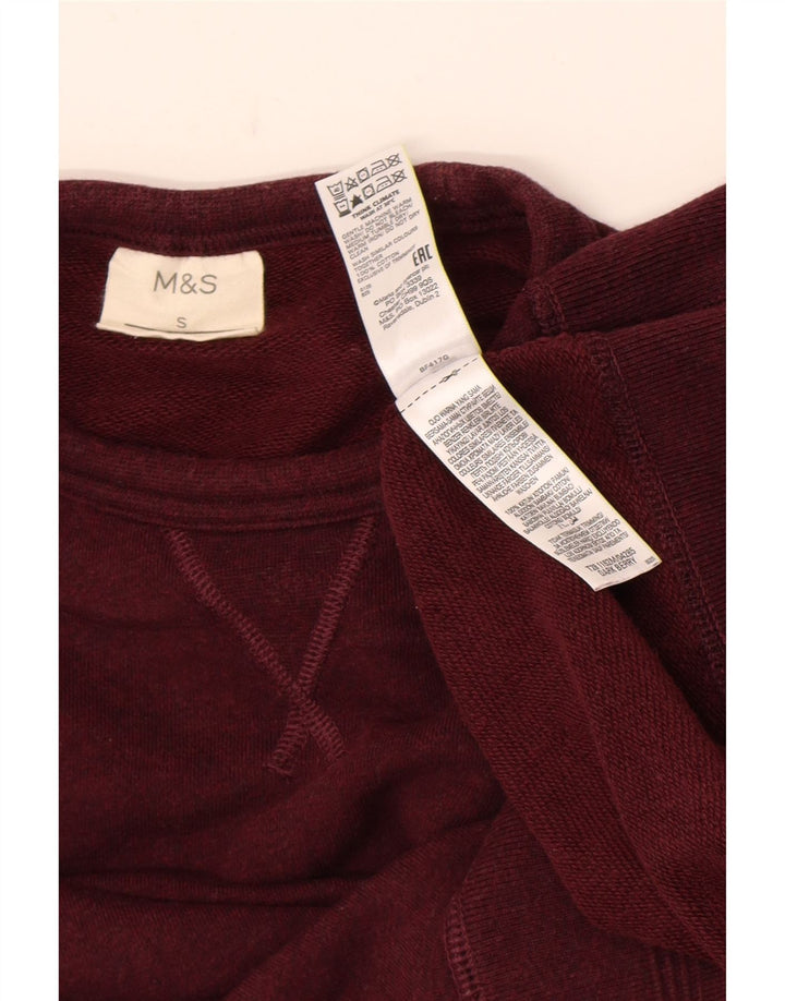 Marks & Spencer Męska bluza dresowa, mała, bordowa, bawełniana