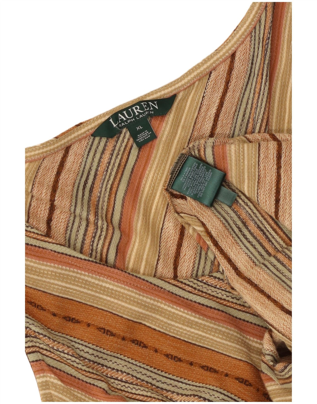 RALPH LAUREN Damska sukienka maxi bez rękawów UK 18 XL w beżowe paski