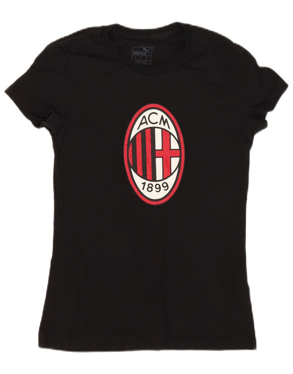 Damska koszulka PUMA z grafiką AC Milan Top UK 10, mała, czarna, bawełniana