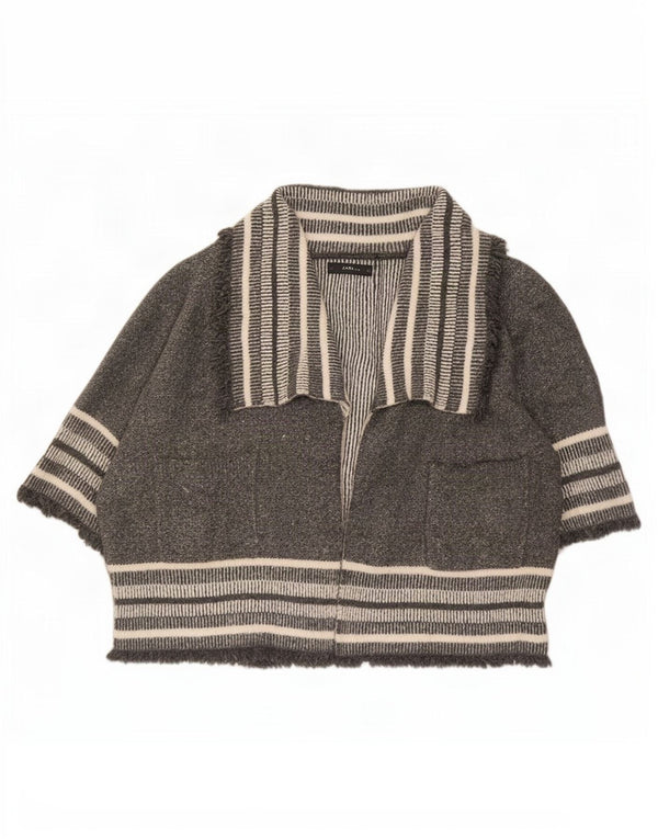 Damski sweter oversize z rękawem 3/4 Zara UK 14 w średnie szare paski
