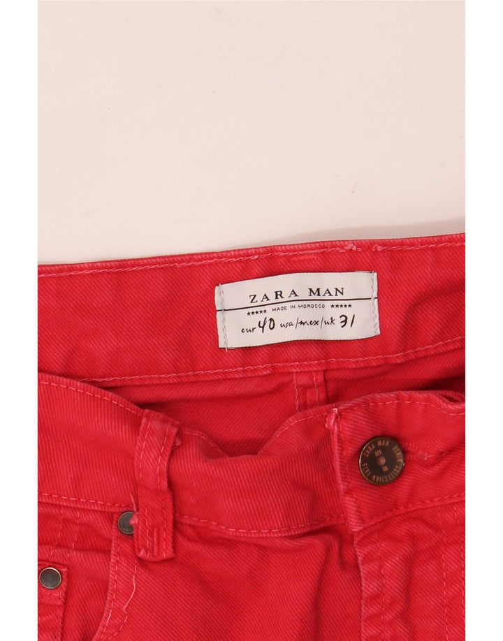 Męskie spodenki jeansowe Zara EU 40 Medium W31 czerwone