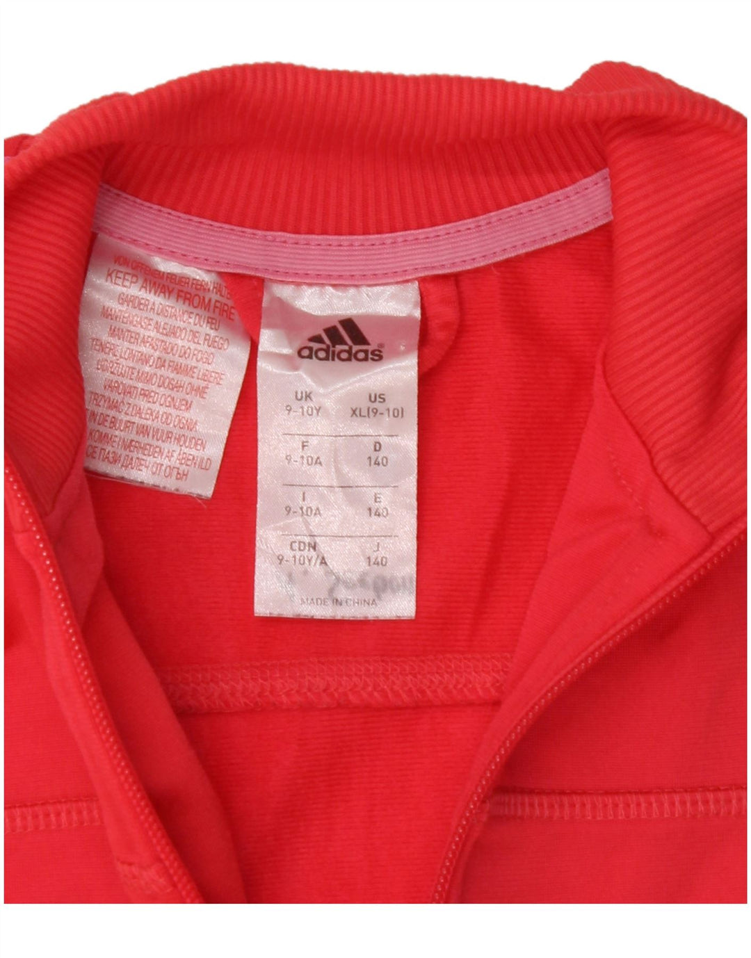 ADIDAS Girls Tracksuit Top Jacket 9-10 Years Red Polyester