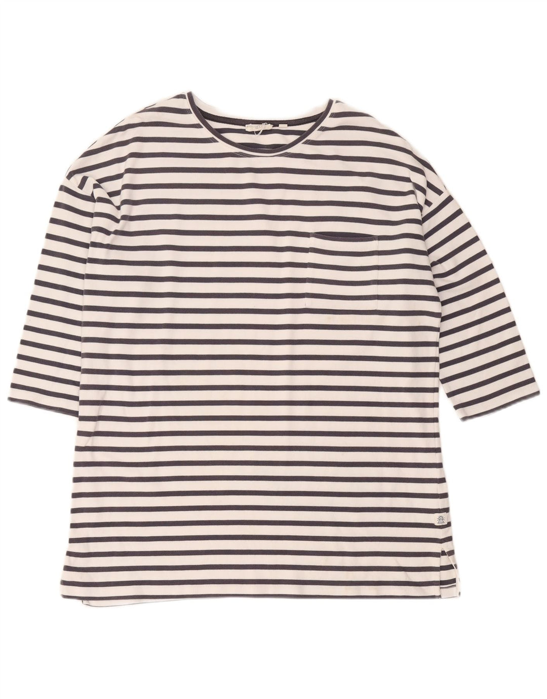 Damski top oversize Fat Face z rękawem 3/4, UK 16, duży, bawełniany w białe paski