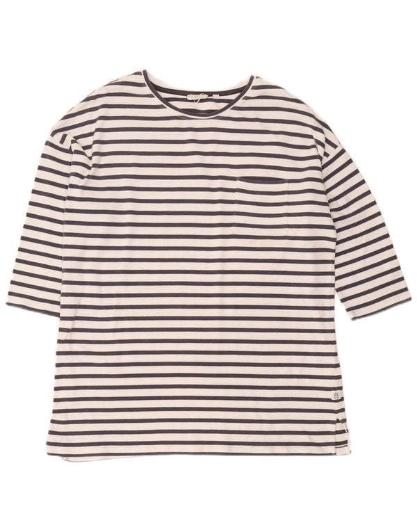 Damski top oversize Fat Face z rękawem 3/4, UK 16, duży, bawełniany w białe paski