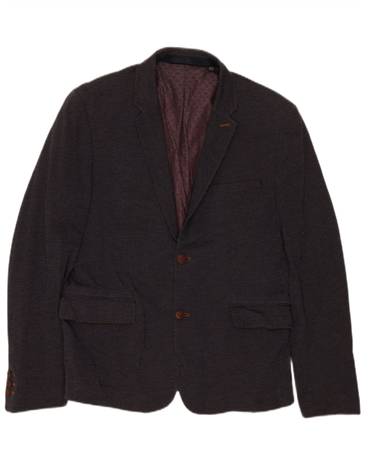 Ted Baker Męska marynarka zapinana na 2 guziki, rozmiar 5 XL, granatowa, bawełniana