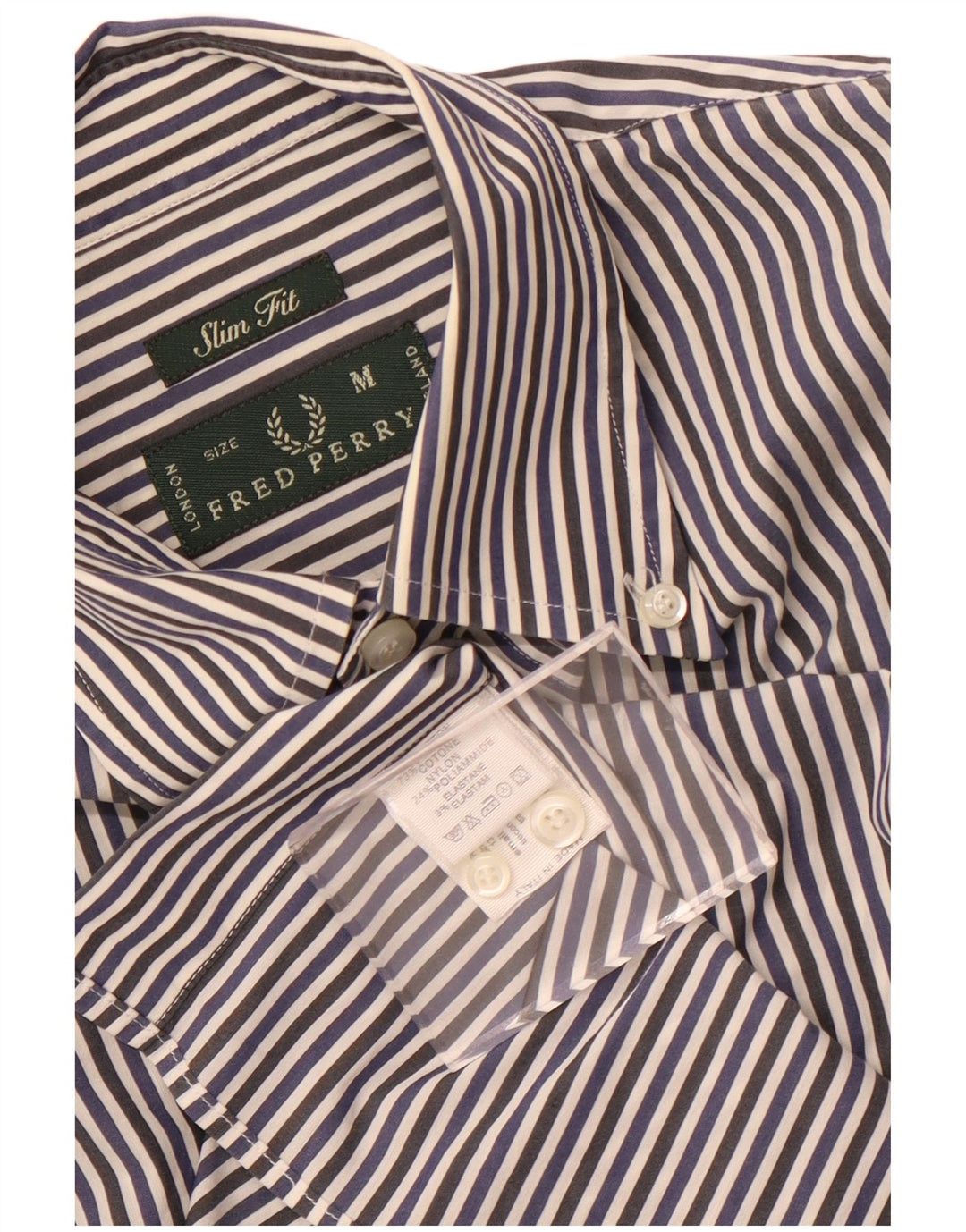 Koszula męska Fred Perry Slim Fit, średnia, granatowa, bawełniana w prążki