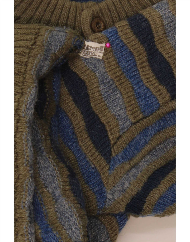 Męski sweter zapinany na guziki w stylu vintage IT 48 w średnie, wielokolorowe paski
