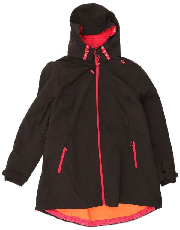 Vintage damska kurtka wiatrówka z kapturem i luźnym krojem UK 18 XL, czarny poliester