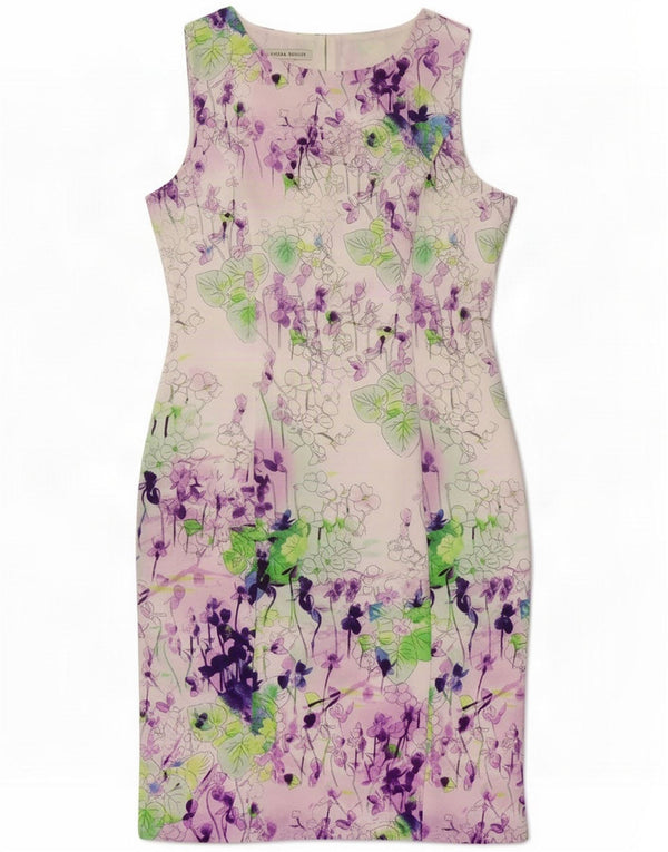 Laura Ashley Womens Sleeveless Sheath Dress UK 14 Large White Floral