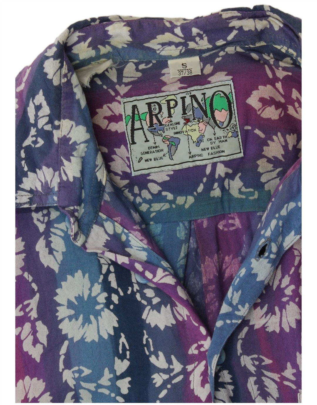 Koszula męska z krótkim rękawem ARPINO, rozmiar 37/38, mała, wielobarwna w kwiaty