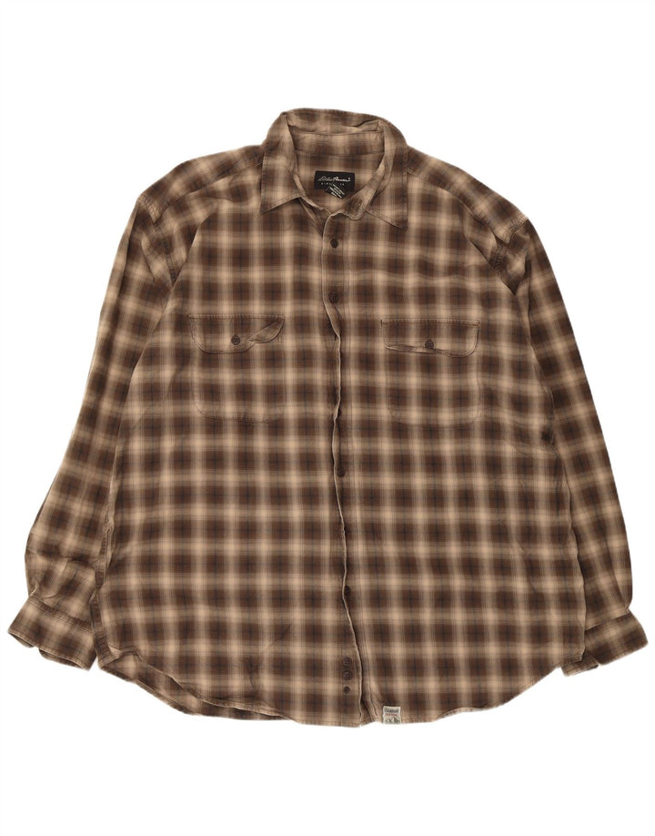 Koszula męska Eddie Bauer 2XL z bawełny w beżową kratkę