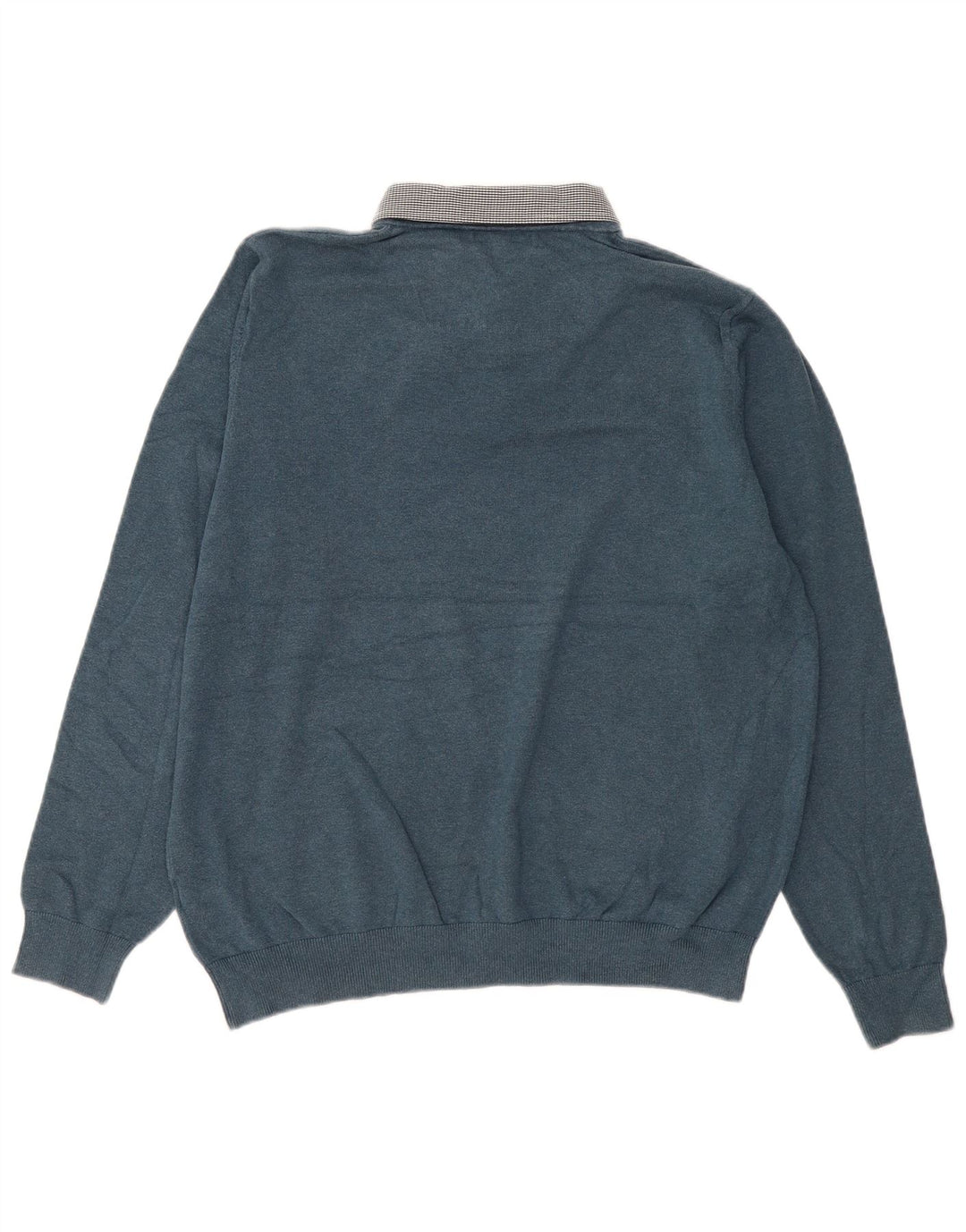 Marks & Spencer Męski sweter polo z autografem, duży, niebieski, bawełniany