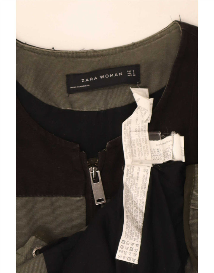Damska kurtka użytkowa Zara UK 10 Small Khaki, wiskoza z blokami kolorów