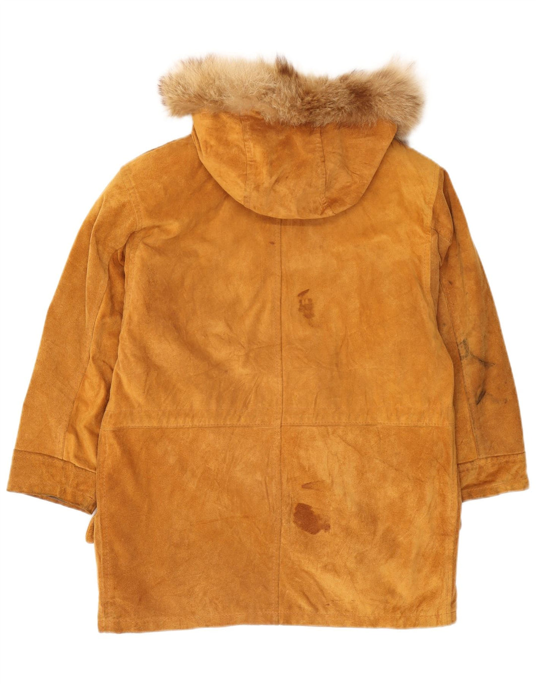 Vintage damska kurtka parka z kapturem, zamszowa, EU 40, średni brązowy zamsz