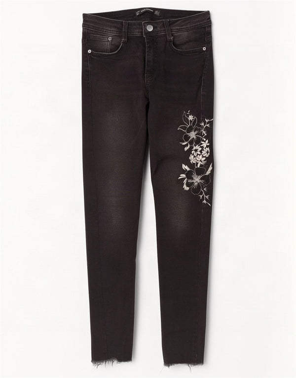 Dżinsy damskie Zara Trafaluc Skinny EU 36 XS W26 L27 Czarne kwiatowe