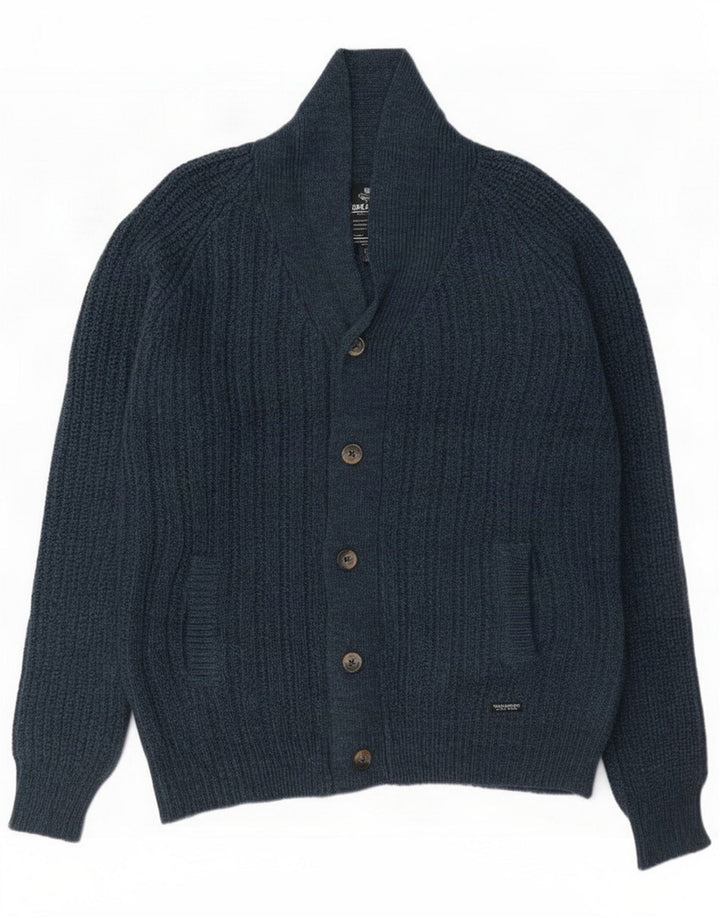 Threadbare Męski sweter kardigan, duży, granatowy, akryl