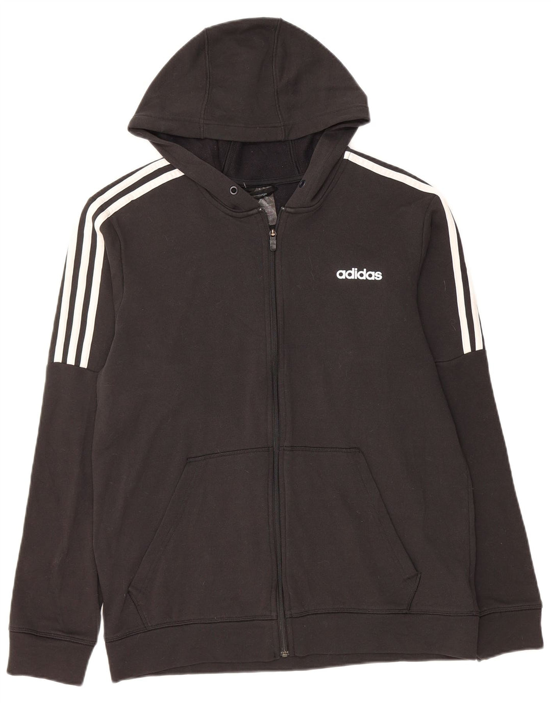 ADIDAS Womens Zip Hoodie Sweater UK 16 Large Black Polyester
