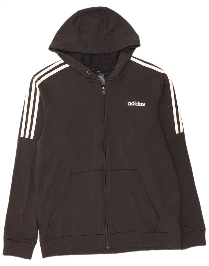 ADIDAS Womens Zip Hoodie Sweater UK 16 Large Black Polyester
