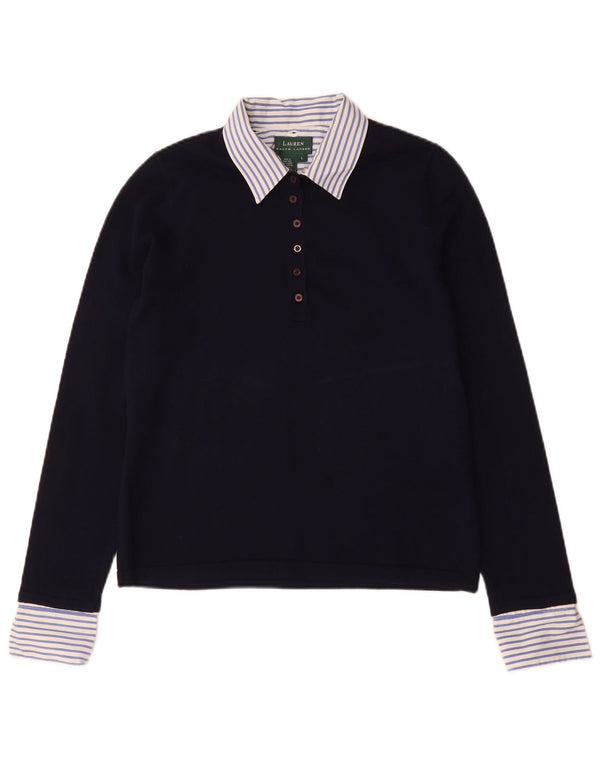 Damska koszulka polo do rugby Ralph Lauren z długim rękawem UK 16, duża, granatowa