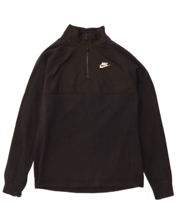Męski sweter NIKE z grafiką i zamkiem błyskawicznym, mały, czarny, bawełniany