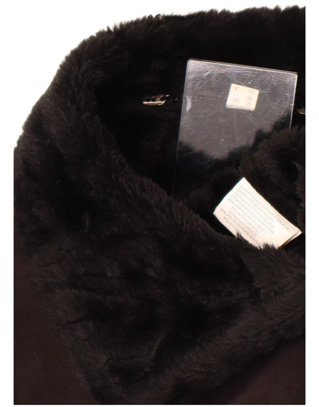 Vintage damska kurtka Sherpa UK 26 5XL Czarny akryl