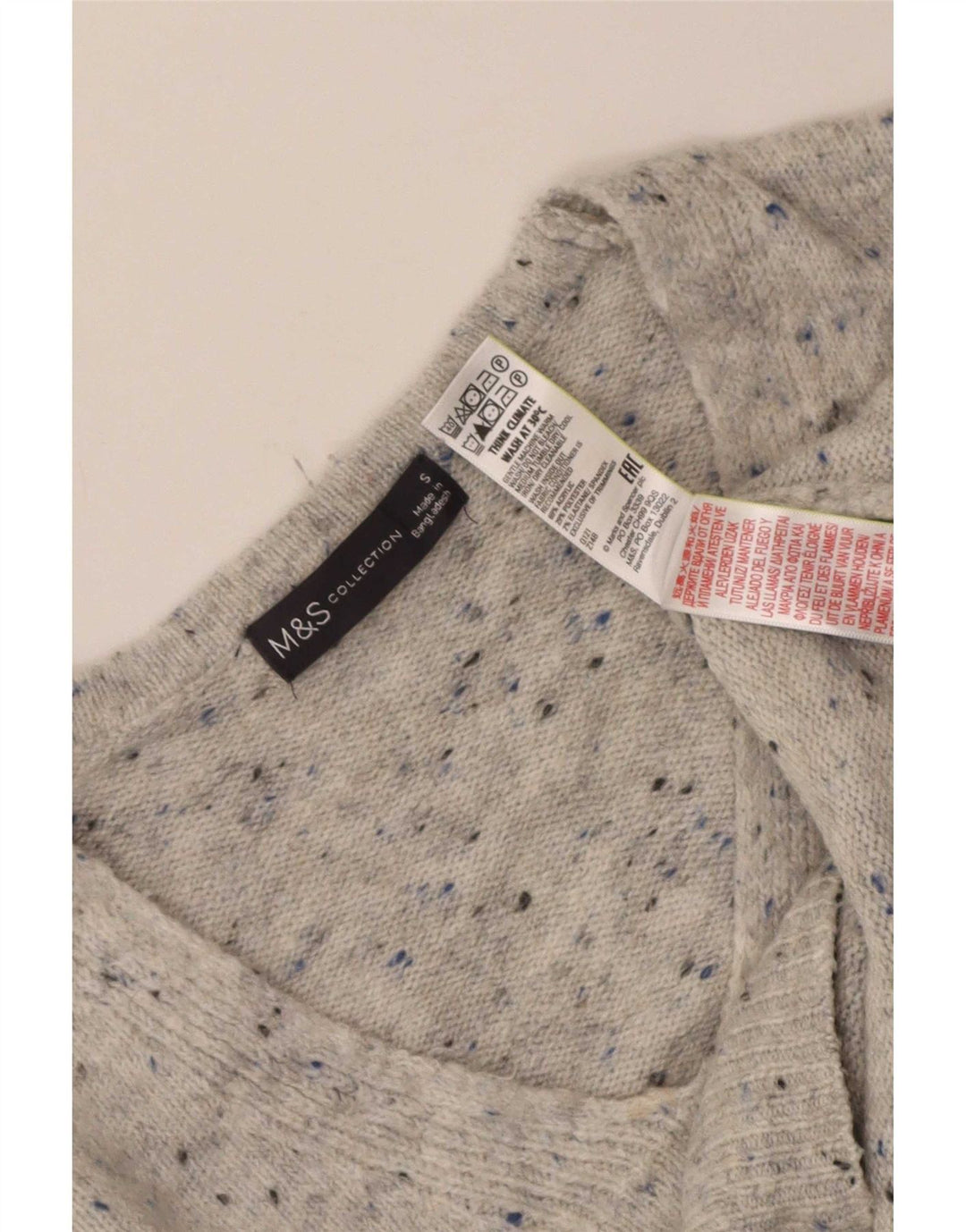 Marks & Spencer Damski sweter z dekoltem w kształcie litery V, UK 10, mały, szary, nakrapiany