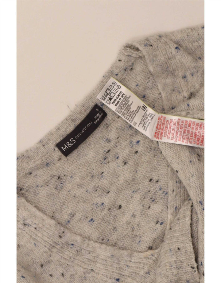 Marks & Spencer Damski sweter z dekoltem w kształcie litery V, UK 10, mały, szary, nakrapiany