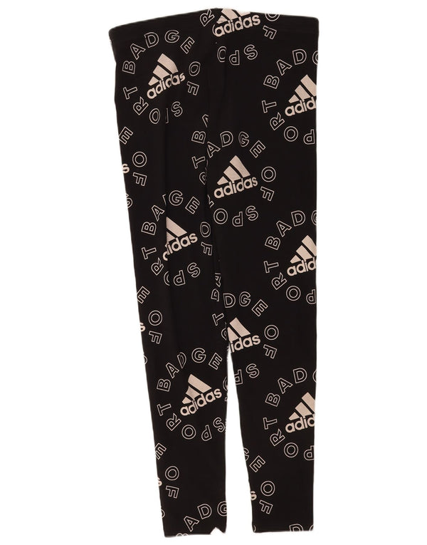 Damskie legginsy Adidas Graphic UK 16/18, duże, czarne, bawełniane