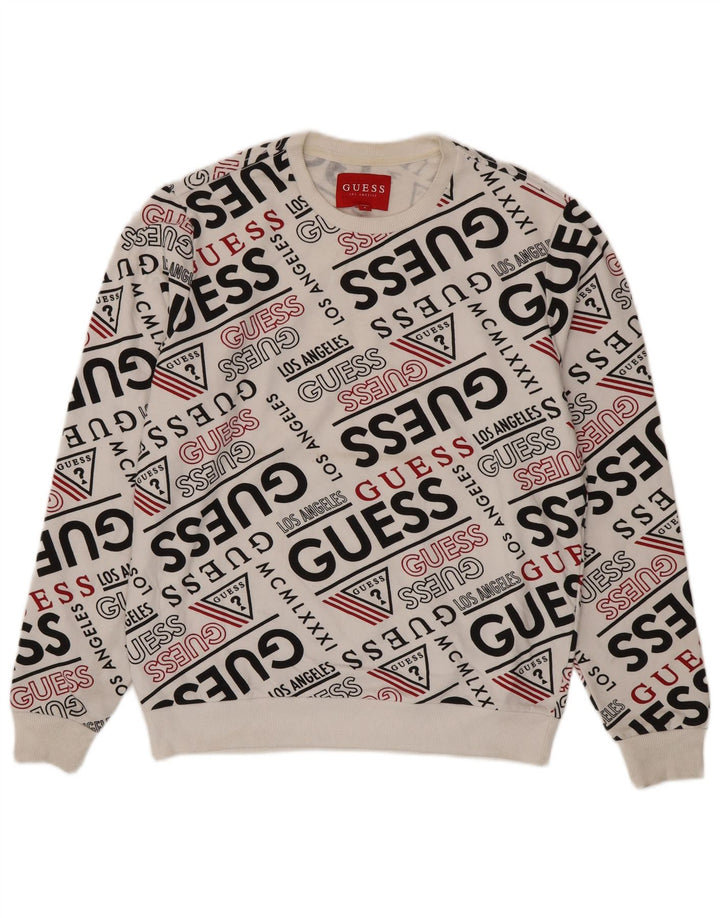 Męska bluza Guess z grafiką, średnia, biała, bawełniana