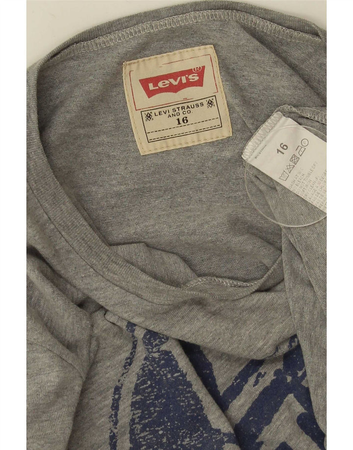 Chłopięcy top z grafiką Levi's z długim rękawem 15-16 lat, szara bawełna