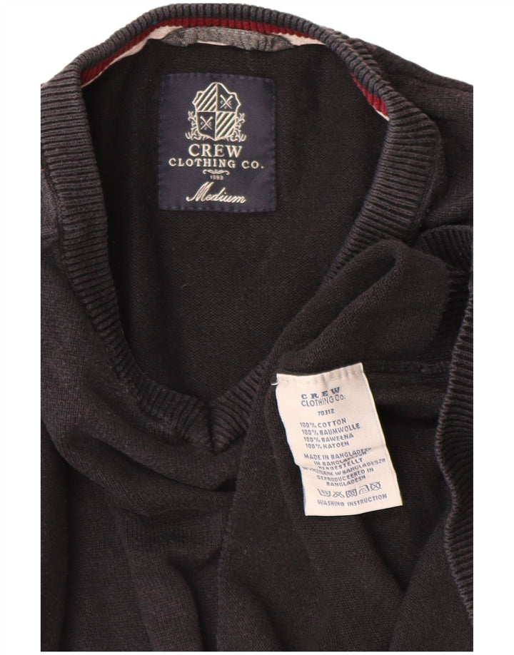 CREW CLOTHING Męski sweter z dekoltem w kształcie litery V, średniej wielkości, czarny, bawełniany
