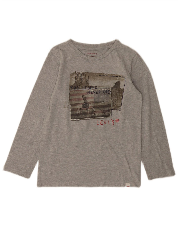 Chłopięcy top z grafiką Levi's z długim rękawem, 7-8 lat, szara bawełna w plamki