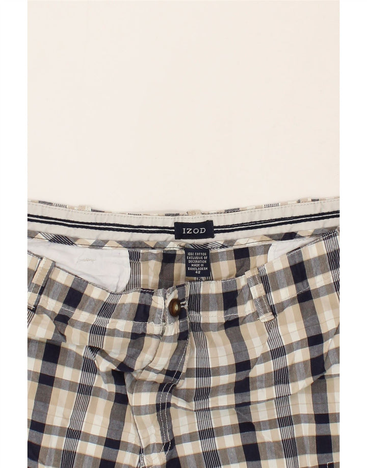 IZOD Mens Cargo Shorts W42 2XL Beige Check Cotton Vintage Izod and Second-Hand Izod from Messina Hembry 
