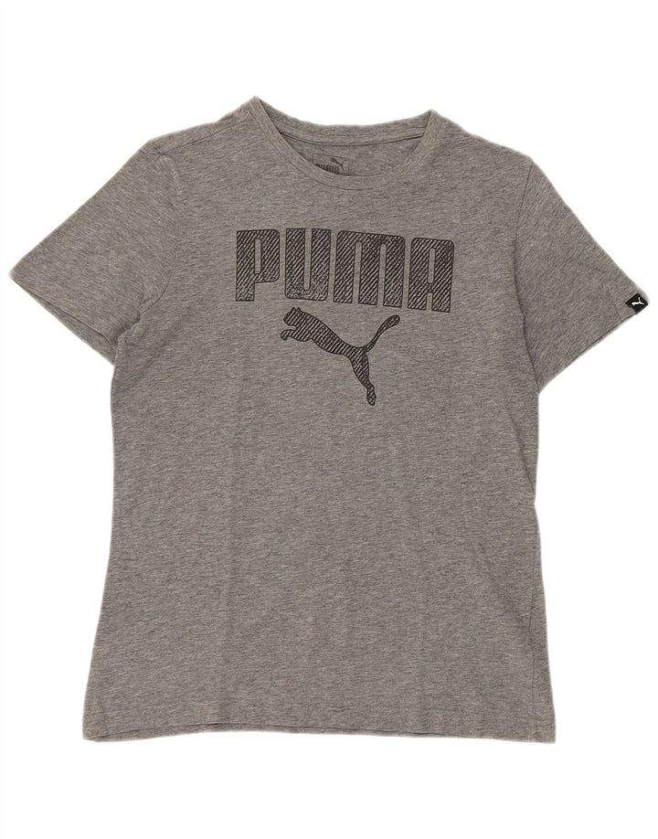 Chłopięcy T-shirt z grafiką Puma 12-13 lat, szary, nakrapiany