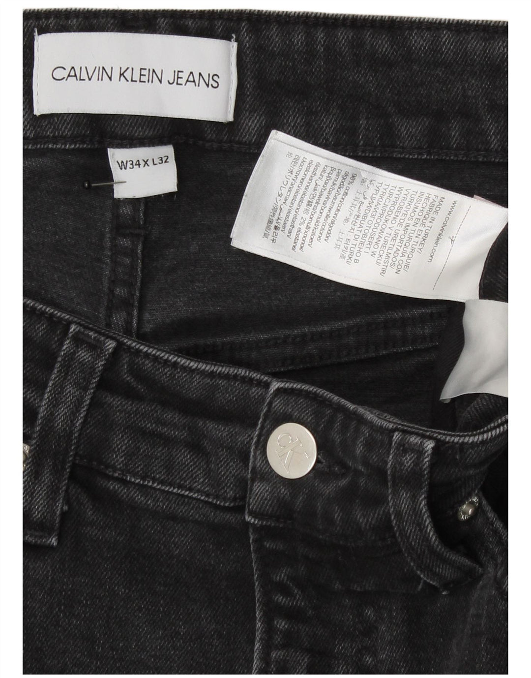 Męskie jeansy Calvin Klein Graphic Slim W34 L32 Szara bawełna