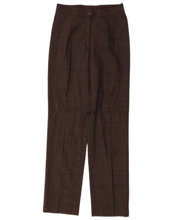 Vintage damskie spodnie garniturowe z wysokim stanem IT 42 Medium W26 L30 brązowe