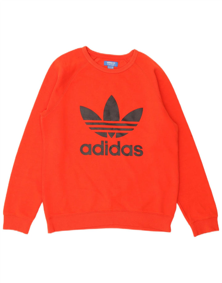 Męska bluza z kapturem ADIDAS z grafiką, średnia czerwona, bawełniana