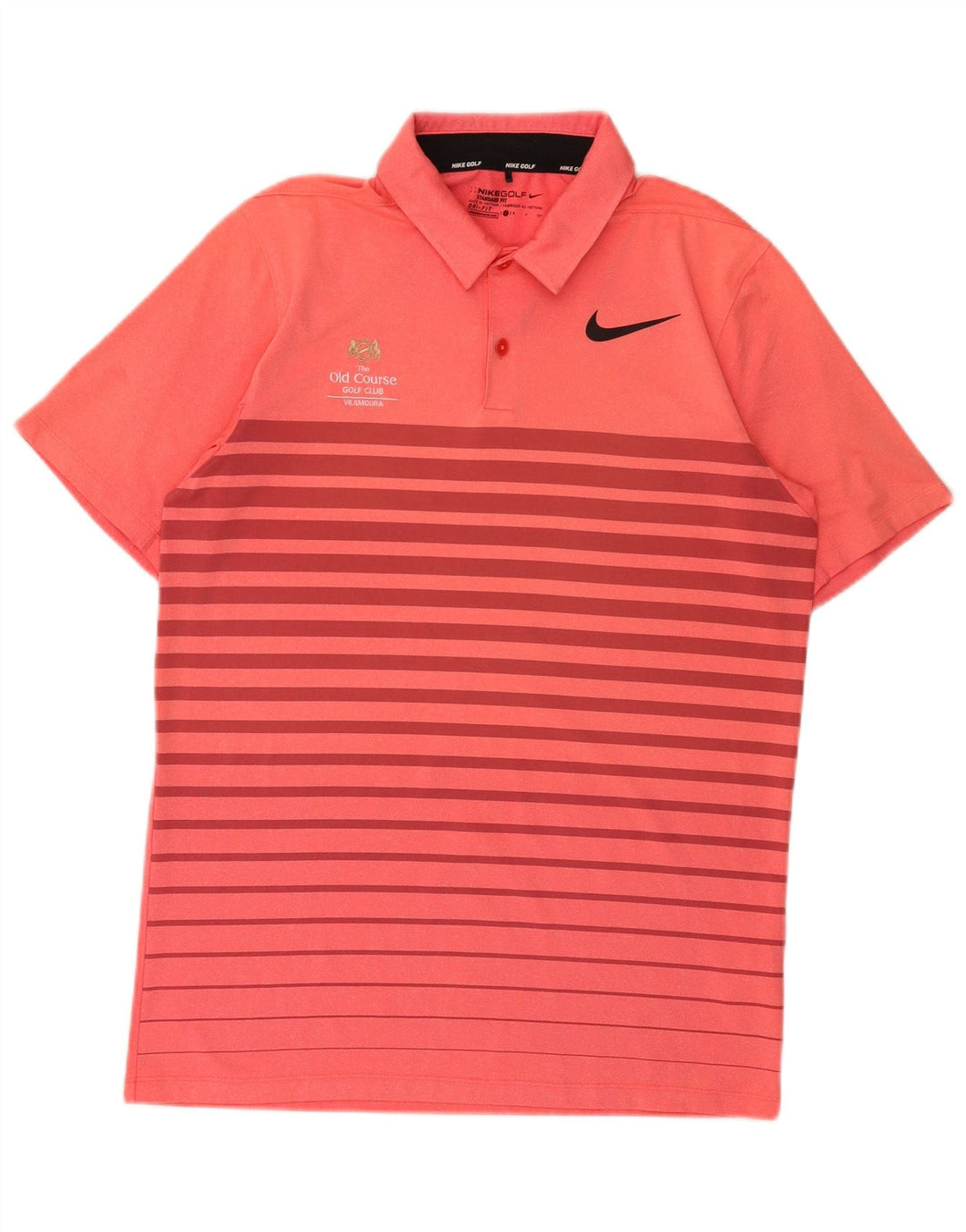 Męska koszulka polo Nike Dri Fit Standard Fit, mała, różowa, poliestrowa w paski