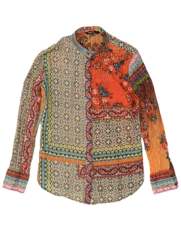 Desigual Womens Shirt Blouse UK 14 Large Multicoloured Geometric Cotton