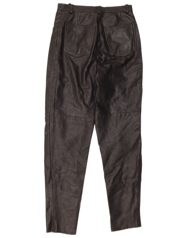 Damskie spodnie z wysokim stanem VINTAGE IT 46 Large W28 L32 Czarna skóra