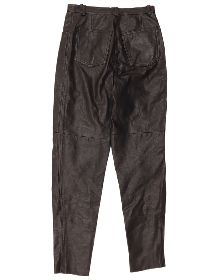 Damskie spodnie z wysokim stanem VINTAGE IT 46 Large W28 L32 Czarna skóra