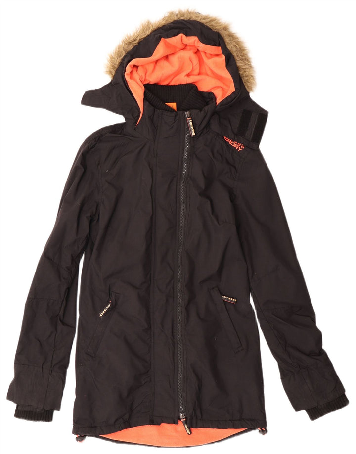 Damska kurtka parka z kapturem Superdry UK 2 2XS czarna