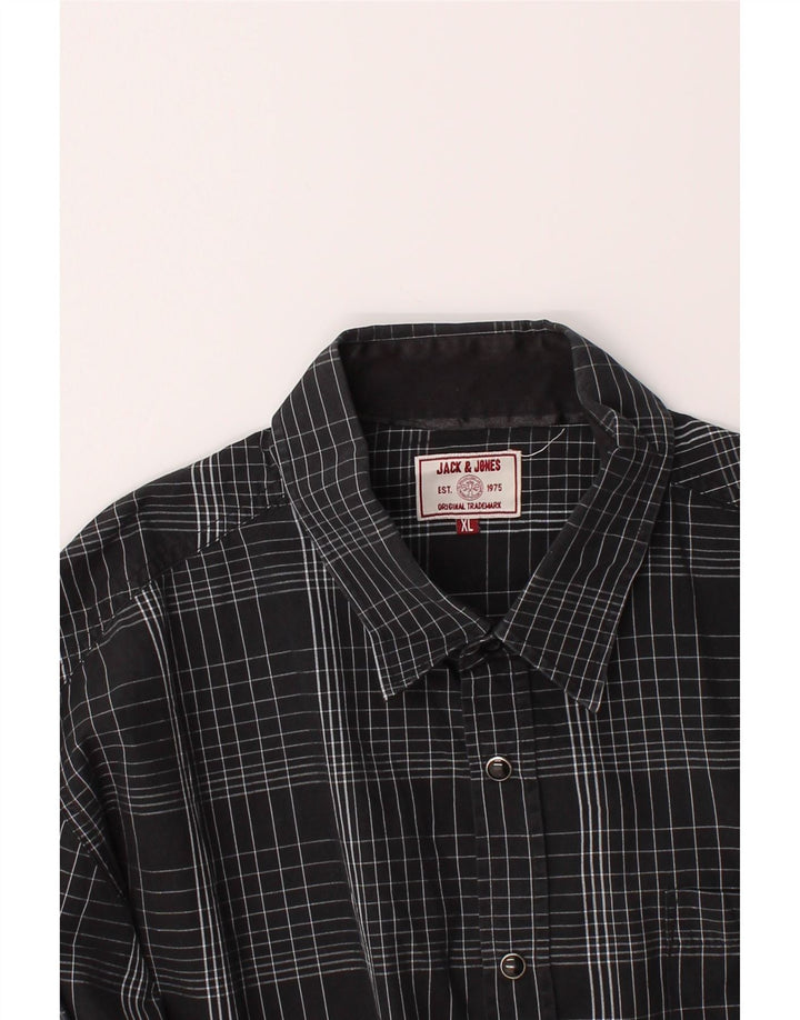 JACK & JONES Mens Shirt XL Black Check Cotton Vintage Jack & Jones and Second-Hand Jack & Jones from Messina Hembry 