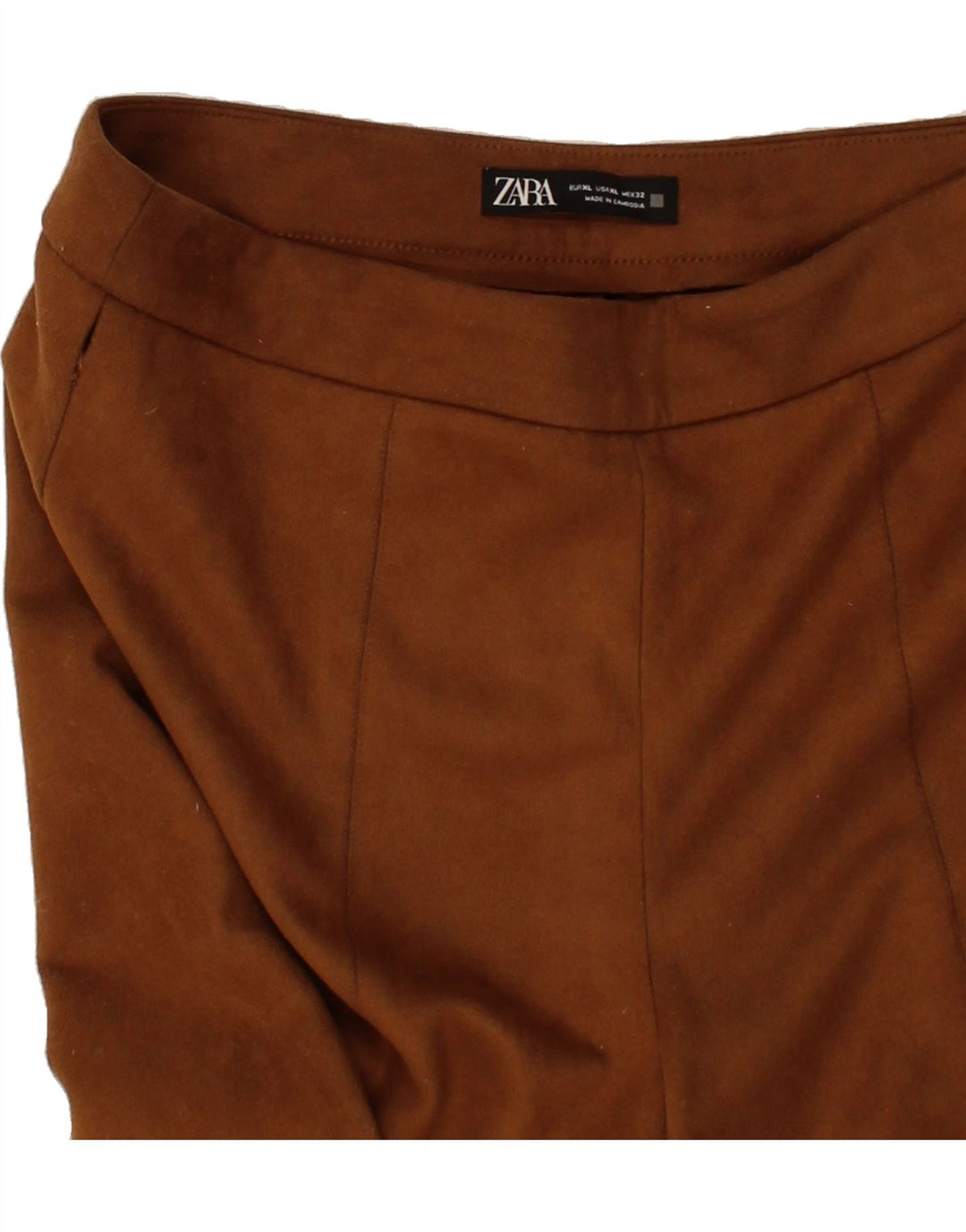 ZARA Womens Slim Casual Trousers XL W36 L28 Brown Polyester Vintage Zara and Second-Hand Zara from Messina Hembry 