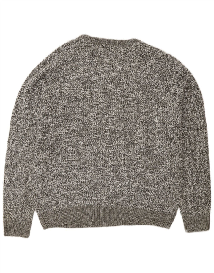 Marks & Spencer Damski sweter z okrągłym dekoltem, duży, szary, nakrapiany, klasyczny