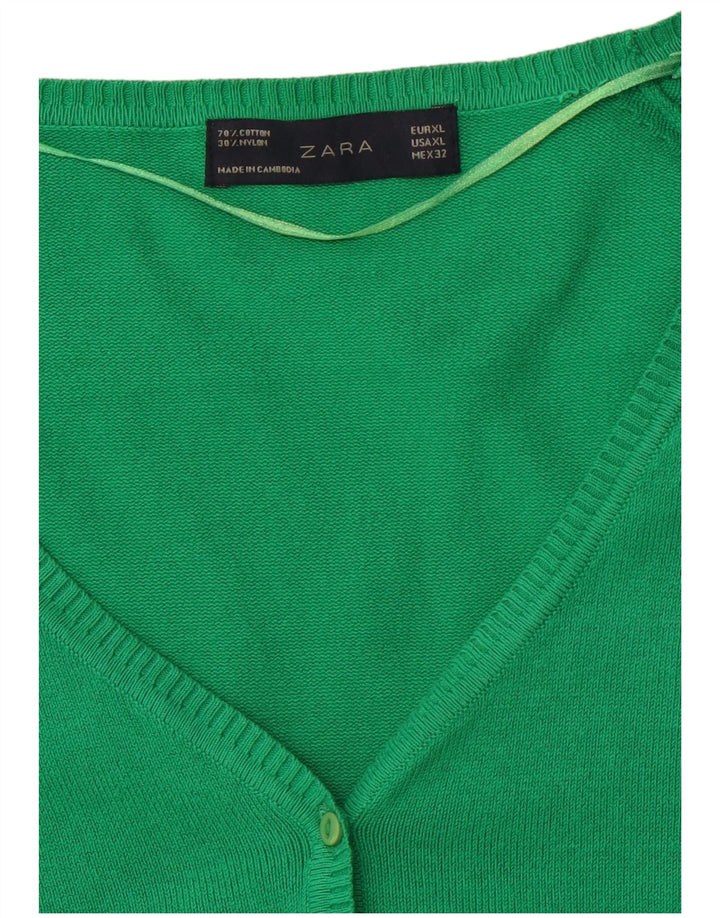 Sweter damski ZARA rozpinany UK 18 XL, zielony, bawełniany