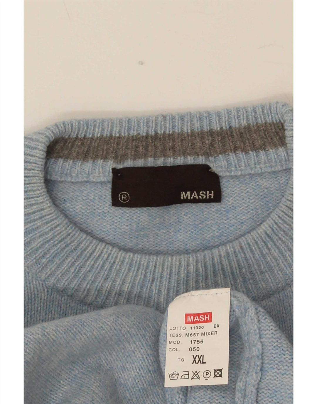 Męski sweter z wycięciem pod szyją Mash 2XL Niebieska wełna
