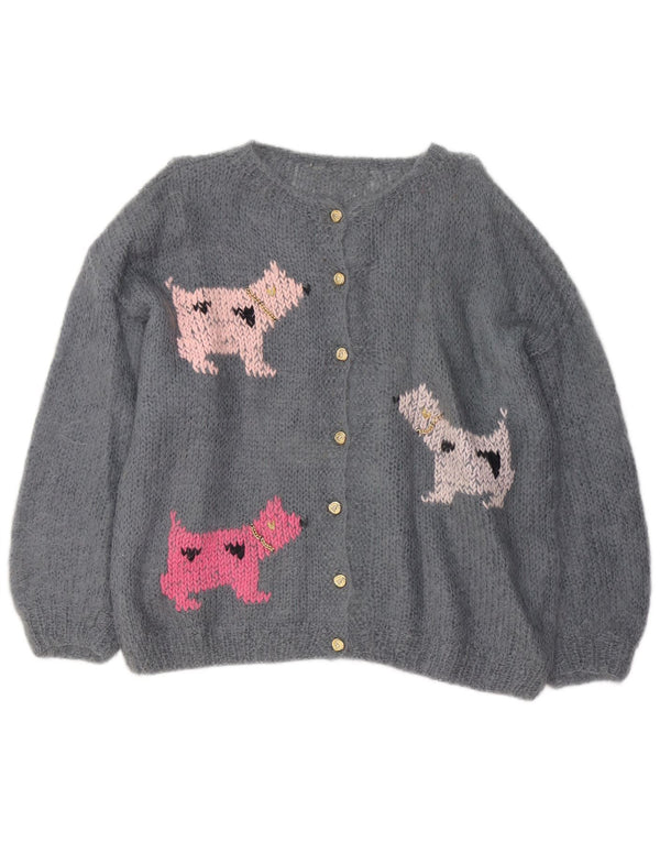 Sweter damski w stylu vintage z grafiką UK 20 2XL Szary nadruk zwierzęcy Nowość