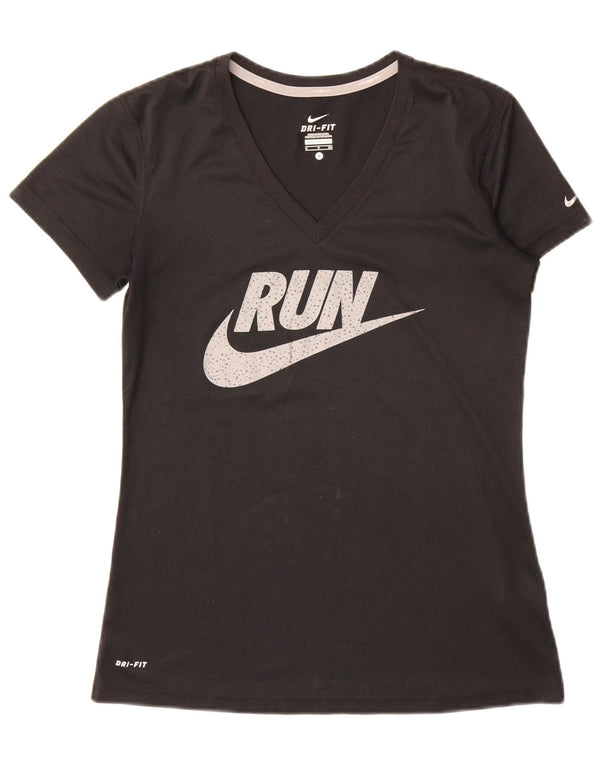 Damska koszulka z grafiką Nike Dri Fit Top UK 10, mała, czarna, poliester